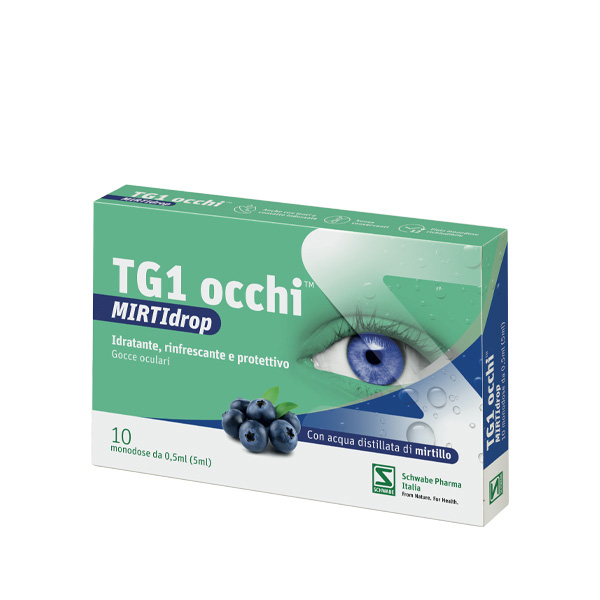 Confezione TG1 Occhi Mirtidrop gocce oculari con acqua distillata di mirtillo da 10 monodose