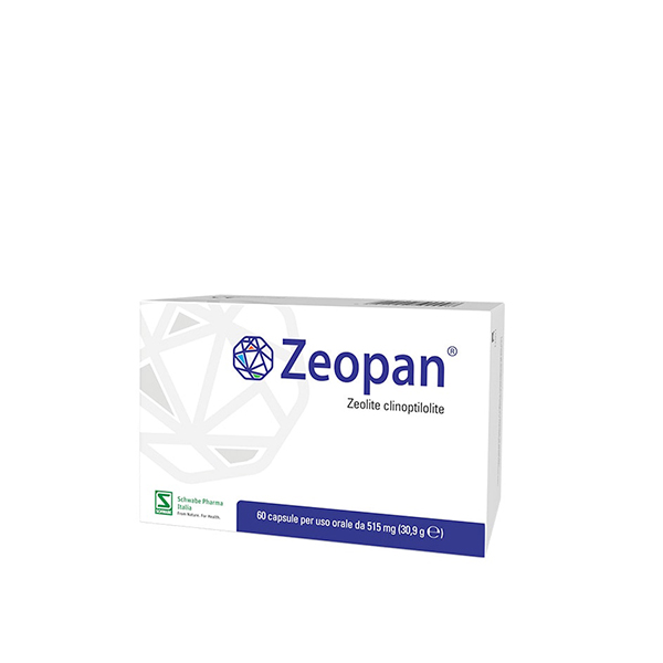 Confezione Zeopan Zeolite clinoptilolite da 60 capsule per uso orale da 515 mg